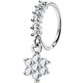 OUFER 925 Sterling Silver Flash Rings Hoops for Women ، Crystal Flower 20G NOSTRIL NOSTERICE JOWNEDRY ، OPEN OPEN OPEN CARTILAGE ORCHERS-7MM