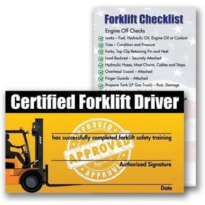 Forklift Operator Safety Training Cards - 50 Cards - Forklift Driver Card - Operator Safety - Wallet Forklift Training Card