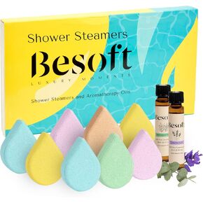 Shower Steamers and Aromatherapy Oil Spa Gifts for Woman - 10 Pack Lavender and Eucalyptus Essential Oils | Stocking Stuffers | Mom Gifts | Bath Bomb Gift Set Teen Beauty Gift for Girls