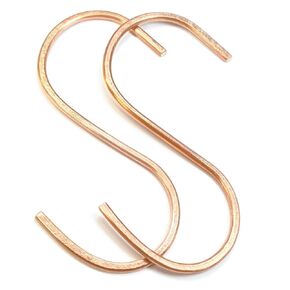 Handcrafted Copper S Hooks, Extra Large 4 inch, Heavy Duty, for Pots, Bird Feeders, Plants. Hand Forged and Made in USA, Set of 2