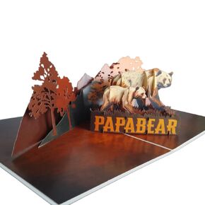 Papa Bear Pop-Up Card – Handmade 3D Father’s Day Card for Dad, Husband, Grandpa – Unique Bear Design, Birthday Gift for Men – Includes Envelope & Note Tag