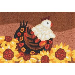 الدجاج الهلامية البطيئة في عباد الشمس لهجة سجادة قابلة للغسل 20 "× 30" ممسحة