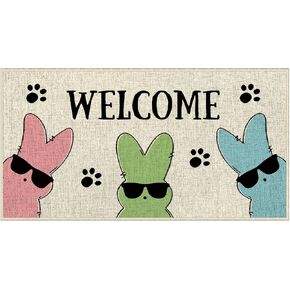 DLZDN EASTER BUNNY DOOR MAT MAT RADBS PEEPS DISITATION HOLIDAT HOLIDAT