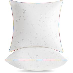 LEBO 18 x 18 Outdoor Pillow Inserts - Waterproof Decorative Throw Pillows with Down Alternative Filling for Patio Furniture Couch Sofa - Pack of 2, White