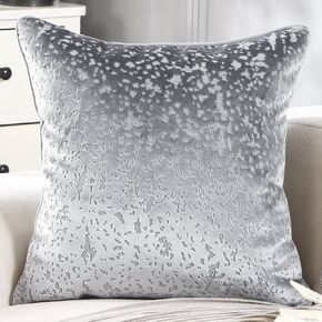وسادة رمي المخملية تغطي Case Boho Farmhouse Cushion Case with Soft Vintage Modecase للأريكة أريكة أريكة غرفة المعيشة ديكور المنزل (18 × 18 بوصة ، رمادي)