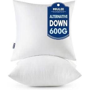 MIULEE Throw Pillows Inserts, Pack of 2 18x18 Inch 100% Virgin Fiber Filling Bed Couch Pillows