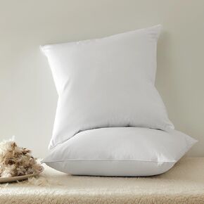 SLEEP ZONE Throw Pillows Insert 18x18(Pack of 2, White), Down Feather Throw Pillow Insert for Sofa, Bed and Couch, Decorative Pillows, 100% Skin-Friendly Cotton Cover