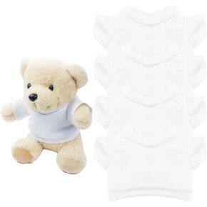 4 PCS Stuffed Bear Basic T Shirt Clothes for 10-12Inch/12-15.7 Inch, T Shirt Classic Crew Neck Bear, Cute Tiny Clothes DIY Bear Toy, Make Your Own Plush Doll Clothes, for Stuffed Bear Dolls