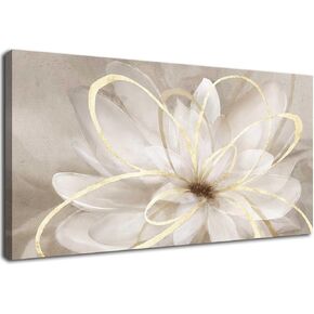 Kureful Canvas Wall Art لغرفة النوم/زهور الذهب صور/زينة منزلية حديثة لغرفة المعيشة Office Office 20x40 بوصة