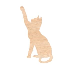 Unfinished Wooden Cat Cutout | DIY Cat Craft Shape | Natural Wood Cat Silhouette for Painting and Decor | Laser Cut Wooden Craft Supplies | Perfect for Cat-Themed Projects (5mm Plywood, 7")