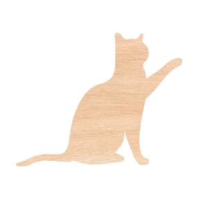 Unfinished Wooden Pawing Cat Shape | DIY Cat Craft | Cat Wood Cutout for Painting & Decor | Perfect for Cat-Themed Projects (5mm Plywood, 6")