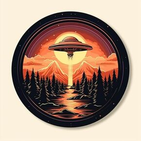 UFO Alien Space Ship Vinyl Decal – Unique 5-Inch Waterproof Sticker for Laptops, Guitars, Skateboards, Luggage, Water Bottles, Cars, and Bumpers