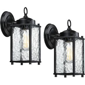 Outdoor Wall Light Fixture, Indoor Outdoor Wall Sconce, Waterproof Outdoor Porch Light, Black Vanity Light Fixture with Clear Globe Glass, Anti-Rust E26 Socket for Bathroom, Garage, Patio