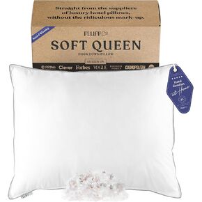 FluffCo Zen Fluff Down King Pillow with 600 Fill Power White Duck Down - Side Sleeper & Cooling Pillows - Luxury Hotel-Quality Pillows with 300 Thread Count - 100% Cotton (King Size 1 Pack)