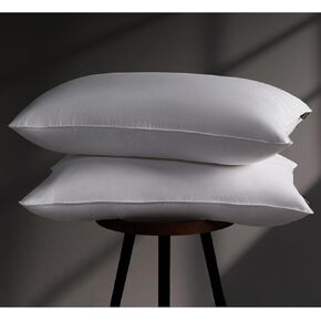 Luxury Goose Feather Down Pillow King Size Set of 2 Pack, 100% Cotton Hotel Collection Bed Pillows for Sleeping, Down Surrounded Soft Medium Firm Pillows for Side Back Stomach Sleepers 20" x 36"