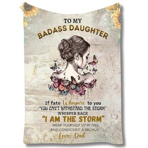 to My Badass Daughter Blanket from Dad and Mom - 60"x80" Badass Daughter Blanket from Dad and Mom - Badass Daughter Blanket Gift from Dad and Mom for Daughter - to My Daughter Fleece Blanket