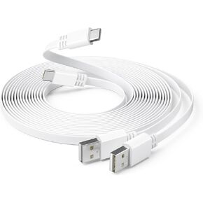 Itramax 20FT USB A to USB C Cable 2Pack,Type C Long Charger Cord Extra Flat USB to USB-C Charging Power Cord Compatible for PS5/PlayStation 5,Xbox Series,Blink Outdoor 4 4th,Blink Mini 2,White