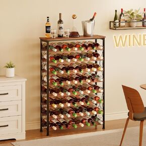 64 Bottles Wine Rack Freestanding Floor with Wooden Top, Wine Bottle Rack Wine Holder Wine Storage Shelf for Kitchen Bar Pantry, Tall Wine Cabinet Stand Display 31.85''L X 10.6''W X 47.95''H