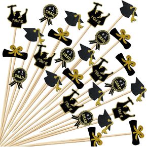 100 pcs Fiesta Cupcake Toppers Mexican Cocktail Toothpick cocktail picks Cactus Hat Bamboo Food Appetizer Sticks for Cinco De Mayo Carnival Festival Holiday Supplies