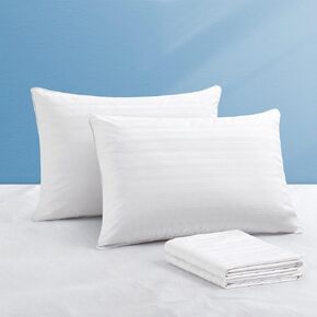 puredown® Goose Feather Down Pillow with 2 Pillowcases, Soft Fluffy Medium Firm Luxury Hotel Collection Pillow for Sleeping, Bed Pillows Queen Size Set of 2 for Side Back, Stomach or Sleeper.