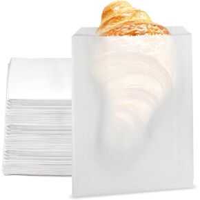 Dry Waxed Paper Bag, 1000 Gusseted Glassine Lined Paper Gourmet Bags 6 x 7 x 3/4, (1000)