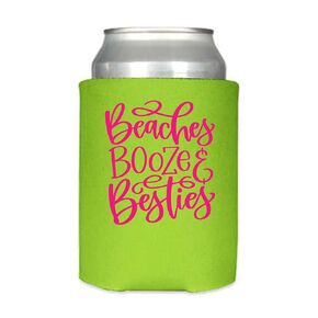 Beaches, Booze, Besties, Matching Set of 2 Summer Can Coolers, Beer Drink Holder, Chirstmas Gift, Birthday Present, Beer can holders, Soda holders, Sarcastic Gift for her, Summertime Coolies
