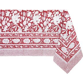 ATOSII Meraki Red 100% Cotton Tablecloth, Handblock Print Rectangle Table Cover for Kitchen Dining I Tabletop Linen I Parties, Thanksgiving, Christmas, Wedding, Fall Table Cloth 60 X 108 Inches