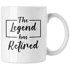 Retirement Gifts For Women Men, The Legend Has Retired Funny Coffee Mug, 2024 Happy Retirement Gifts for Teacher, Coworker, Police Officer, Military, Navy, Nurse, Boss, Mom, Dad (11 Oz All White)