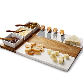 Marble Cutting Board Set, Charcuterie Cheese Boards, 3 Bowls, 3 Spoons, 4 Charcuterie Utensils, Meat, Fruits, Vegetables, Housewarming, Wedding - Marble Blank