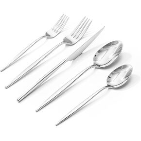 KINGSTONE Silverware Set, 40-Piece Flatware Set Cutlery Set Premium 18/10 Stainless Steel, Tableware Include Forks Knives Spoons for Home Kitchen Restaurant Wedding, Dishwasher Safe