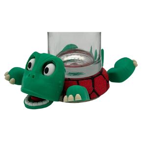 Turtle Coaster with Funny Expression when you put a Glass on His Back - Fully Colored - Gag Gift for a Turtle or Tortoise Lover (Green with Brown Shell)