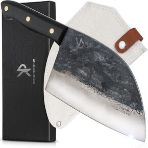 Kitchen perfection Handmade Meat Cleaver Knife For Meat Cutting - Professional 7" Serbian Chef Knife – Made of High Carbon Steel – Hand Sharpen Butcher Knife w/Canvas Sheath, Unique Gifts For Men
