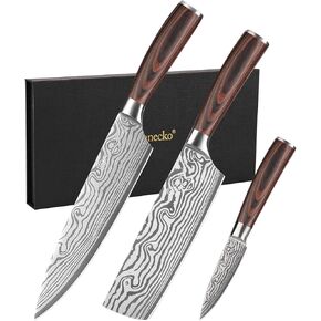 Sunnecko Kitchen Knife Set 5 Piece Chef Knife Set Professional High Carbon Stainless Steel, Sharp Kitchen Knives with Wooden Handle