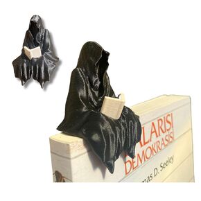 Sitting Ghost Figurine Reading a Book – Suriel ACOTAR Inspired Decoration | Unique Fantasy Home Decor For Book Lovers