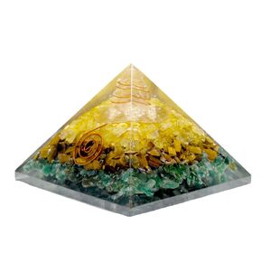 Crystal Pyramid | Money Orgone Pyramid | Attract Abundance & Wealth | Wealth Pyramid | Citrine-Tiger Eye-Green Aventurine for Goodluck & Positive Energy, Chakra Healing & Meditation