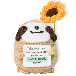 "Inspirational Positive Crochet Sloth – 3.5 x 2.5 Handmade 'Slow & Steady' Gift for Moms – Perfect for Mother’s Day, Birthday & Any Occasion" (Slow & Steady Work))