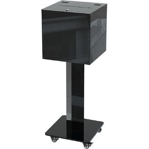 MOOFI Suggestion Box with Lock, Acrylic Ballot Box with Locking Casters, Floor Standing Donation Box for Charity, Voting, Church & Event Fundraising, 13.78"x13.78"x13.78", Black