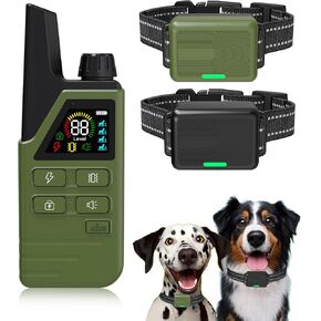 Dog Shock Collar 2 Dogs (5-120Lbs) - 4500FT Dog Training Collar with 3 Training Modes, Security Lock,Reflective Nylon Colar，IP67 Waterproof＆Rechargeable Remote e-Collar for All Breeds, Sizes