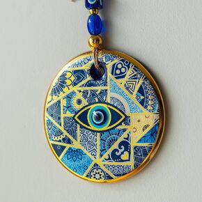 Orenda-Turkish Evil Eye Wall Hanging ، 5.1 في القطر ، الناصرة الزجاجية المصنوعة يدويًا-الحماية والتوفيق في المنزل أو المكتب أو الهدايا
