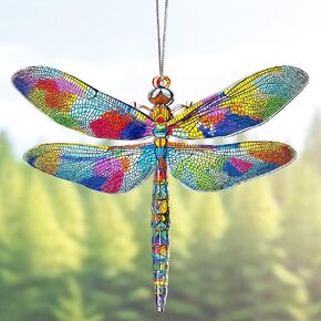 Dragonfly Christmas Ornament, Acrylic Dragon Fly Hanging Decorations For Window, Car Hanging, New Year, Valentines Gifts Ideas For Women, Men, Keepsake For Dragonfly Lovers (Suncatcher Effect)