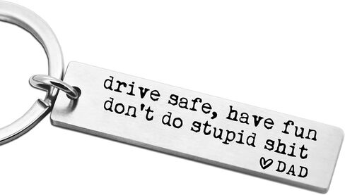Drive Safe Have Fun Don't Do Stupid Sh*t Keychain, Laser Engraved Gift, Love Mom Dad, Teenager Key Chain, New Driver Gift, Sweet Sixteen Birthday, Graduate Keychain Gift (Mom) in Kuwait