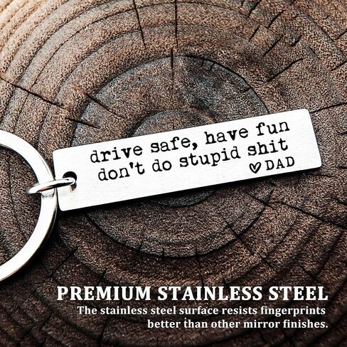 Drive Safe Have Fun Don't Do Stupid Sh*t Keychain, Laser Engraved Gift, Love Mom Dad, Teenager Key Chain, New Driver Gift, Sweet Sixteen Birthday, Graduate Keychain Gift (Mom) in Kuwait
