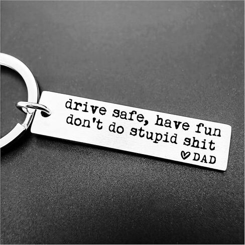 Drive Safe Have Fun Don't Do Stupid Sh*t Keychain, Laser Engraved Gift, Love Mom Dad, Teenager Key Chain, New Driver Gift, Sweet Sixteen Birthday, Graduate Keychain Gift (Mom) in Kuwait