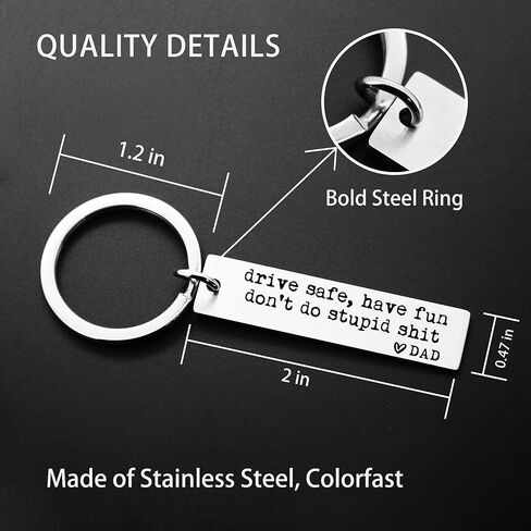 Drive Safe Have Fun Don't Do Stupid Sh*t Keychain, Laser Engraved Gift, Love Mom Dad, Teenager Key Chain, New Driver Gift, Sweet Sixteen Birthday, Graduate Keychain Gift (Mom) in Kuwait