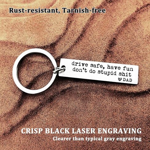 Drive Safe Have Fun Don't Do Stupid Sh*t Keychain, Laser Engraved Gift, Love Mom Dad, Teenager Key Chain, New Driver Gift, Sweet Sixteen Birthday, Graduate Keychain Gift (Mom) in Kuwait