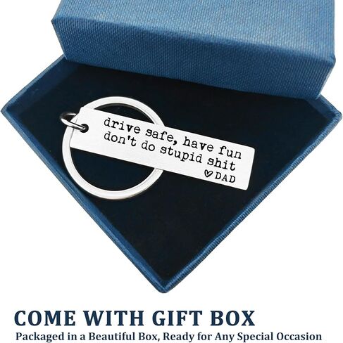 Drive Safe Have Fun Don't Do Stupid Sh*t Keychain, Laser Engraved Gift, Love Mom Dad, Teenager Key Chain, New Driver Gift, Sweet Sixteen Birthday, Graduate Keychain Gift (Mom) in Kuwait