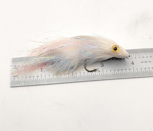 Set of 3 articulated streamers for fly fishing. bass, trout and all freshwater fish species 4'' long combination (many colors available) (White) in Kuwait