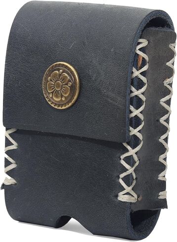 Handmade Leather Lighter Case for Men with Belt Clip | Heavy Duty Saddle-Stitched for Zippo Cover | Navy Blue Genuine Cowhide Holder (Fits 2.3" Lighters) in Saudi Arabia
