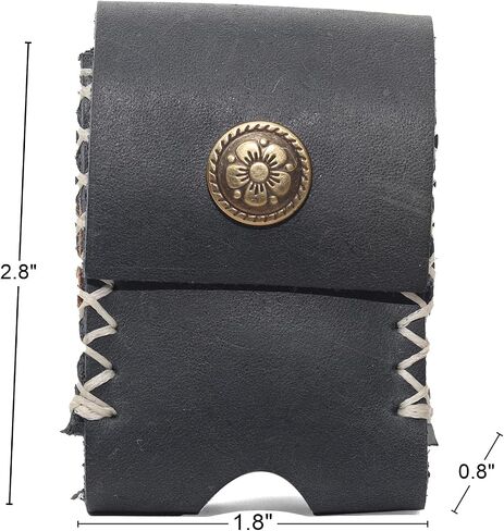 Handmade Leather Lighter Case for Men with Belt Clip | Heavy Duty Saddle-Stitched for Zippo Cover | Navy Blue Genuine Cowhide Holder (Fits 2.3" Lighters) in Saudi Arabia