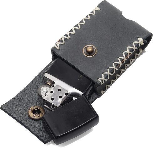 Handmade Leather Lighter Case for Men with Belt Clip | Heavy Duty Saddle-Stitched for Zippo Cover | Navy Blue Genuine Cowhide Holder (Fits 2.3" Lighters) in Saudi Arabia